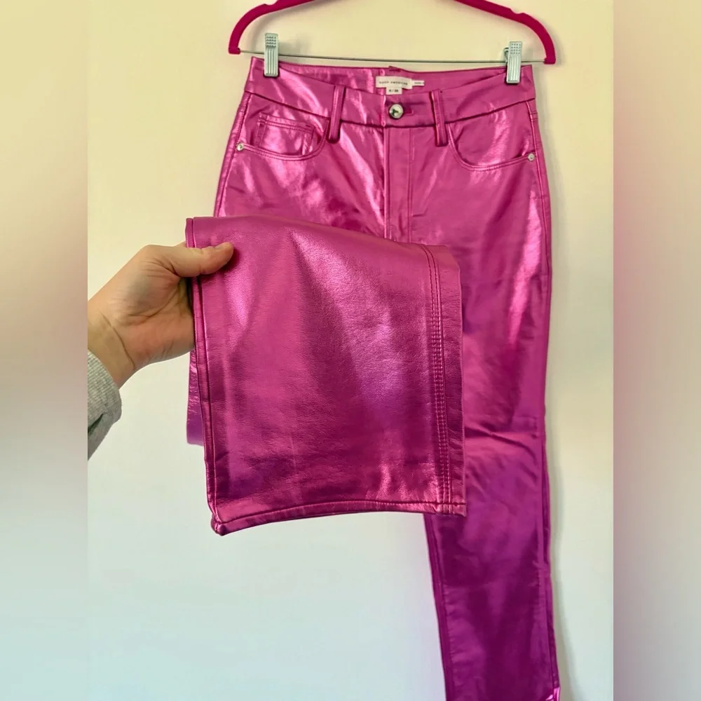 Good American Metallic Pink Good Icon Faux Leather Pants Size 28 - Picture 9 of 16